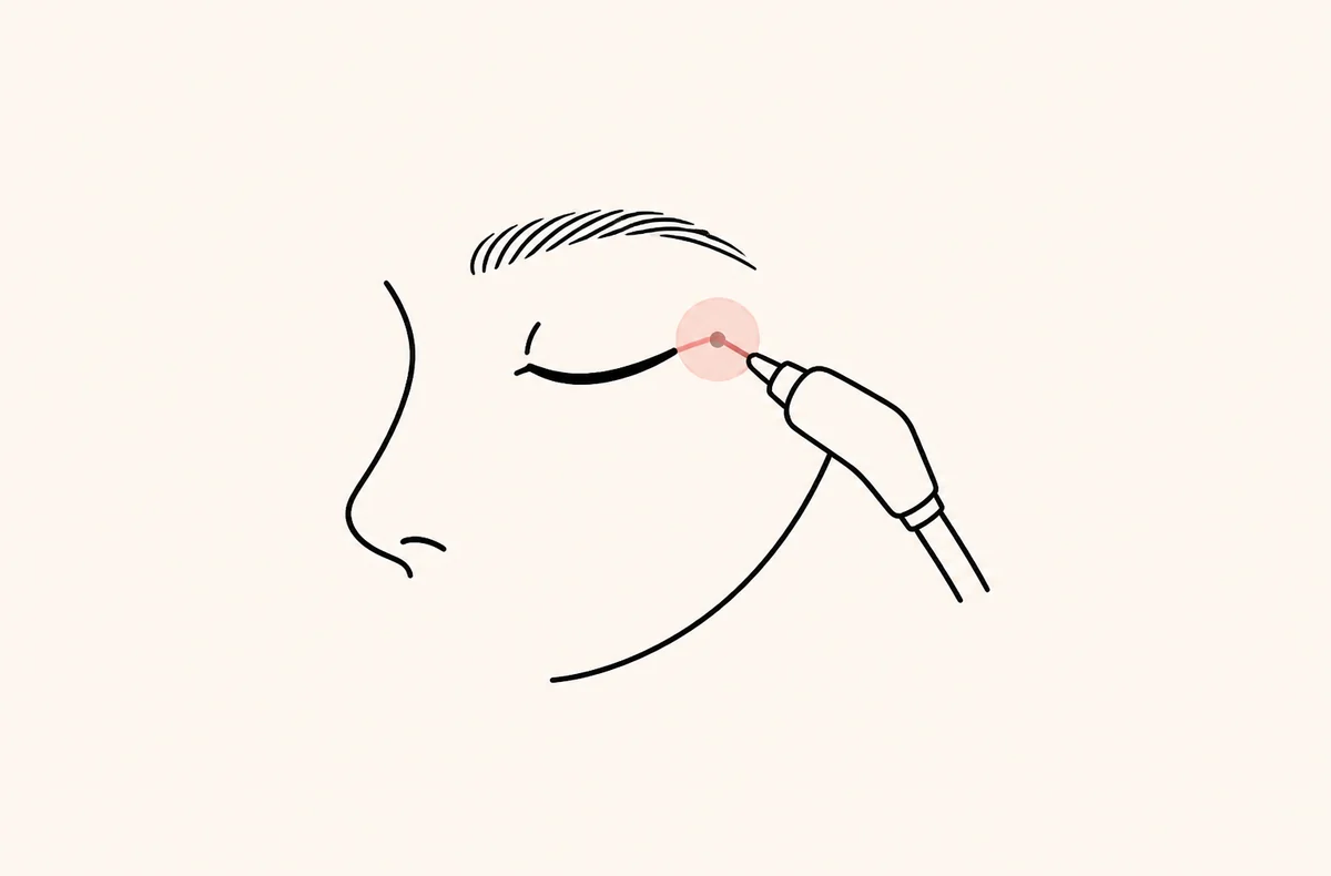 아이라인과 눈썹 문신 제거를 표현한 의료 일러스트