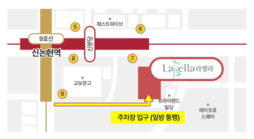 태영데시앙루브 건물 뒤편 주차장 진입 약도