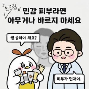 Photo by 점문가/장인이 on June 21, 2026. May be a doodle of ‎text that says '‎"서크림 "신정림", 민감 피부라면 아무거나 바르지 마세요 뭘 골라야 해요? د ST မုမစ် 피부가 먼저야.‎'‎.