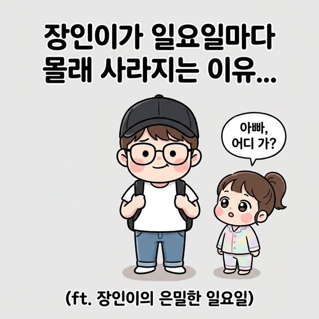 Photo by 점문가/장인이 on June 26, 2026. May be a cartoon of pie and text that says '장인이가 일요일마다 몰래 사라지는 이유... 아빠, 어디 가? (ft. 장인이의 은밀한 일요일)'.