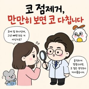 Photo by 점문가/장인이 on July 04, 2026. May be a doodle of pie and text that says '코점제거, 코 만만히보면코다칩니다 다칩니다 만만히 보면 코 코에 점 하나인데, 그냥 빼면 되는 거 아닌가요? ဂဂ 솔직하게 말씀드리면, 코점은생각보다 코 점은 생각보다 까다롭습니다.'.