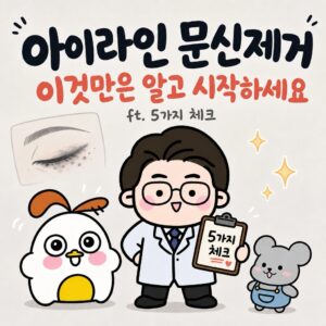 Photo by 점문가/장인이 on July 05, 2026. May be a doodle of pie and text that says '아이라인 문신제거 이것만은 알고 시작하세요 ft. 5가지 체크 D 5가지 체크'.