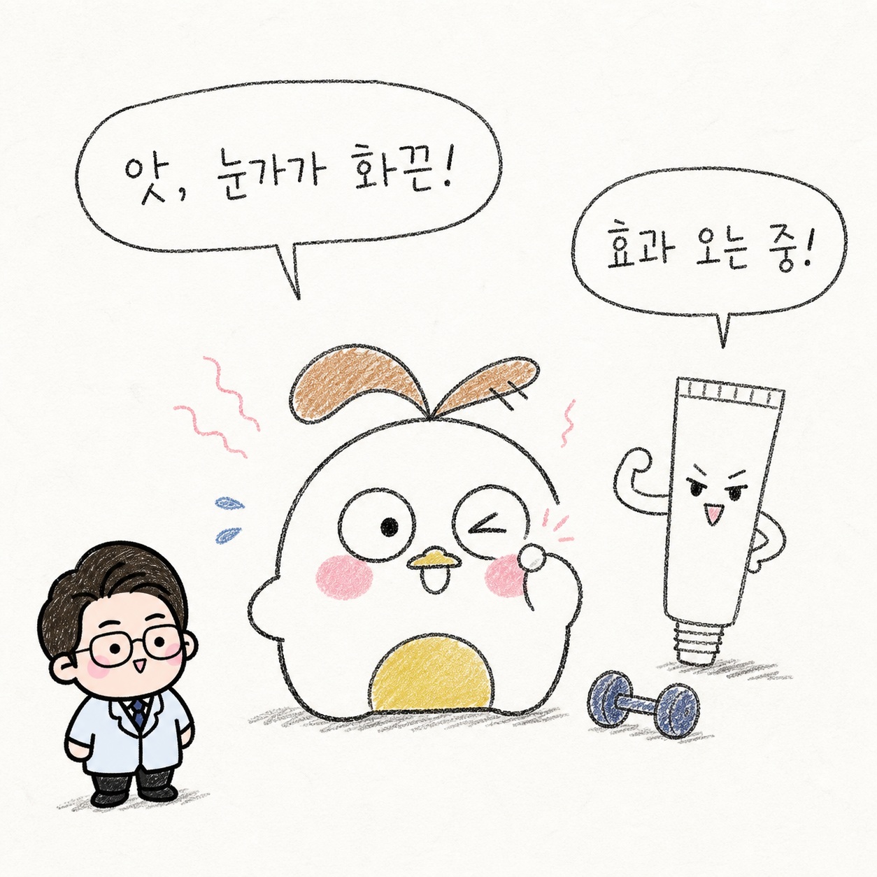앗, 눈가가 화끈! 효과 오는 중!