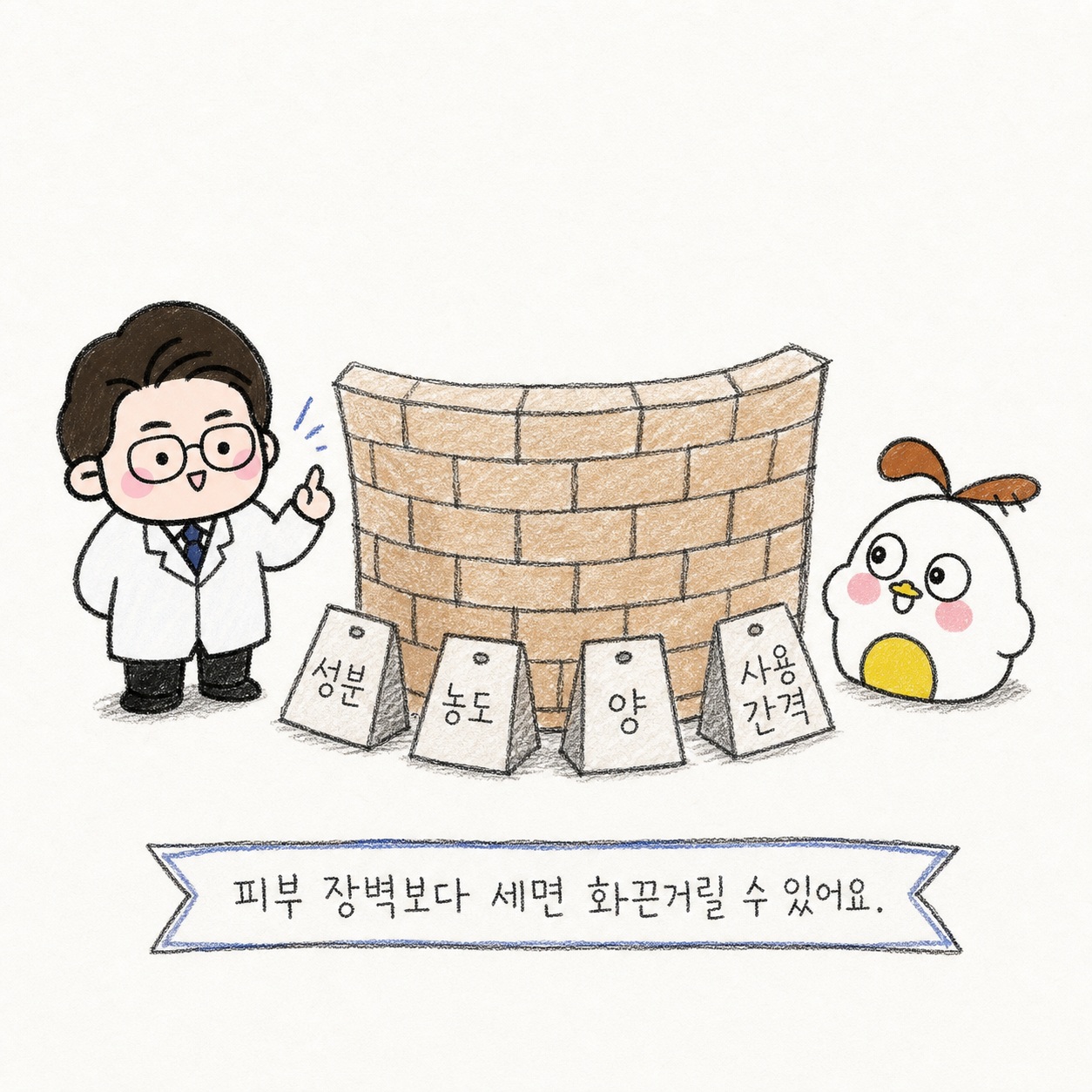 성분, 농도, 양, 사용 간격. 피부 장벽보다 세면 화끈거릴 수 있어요.