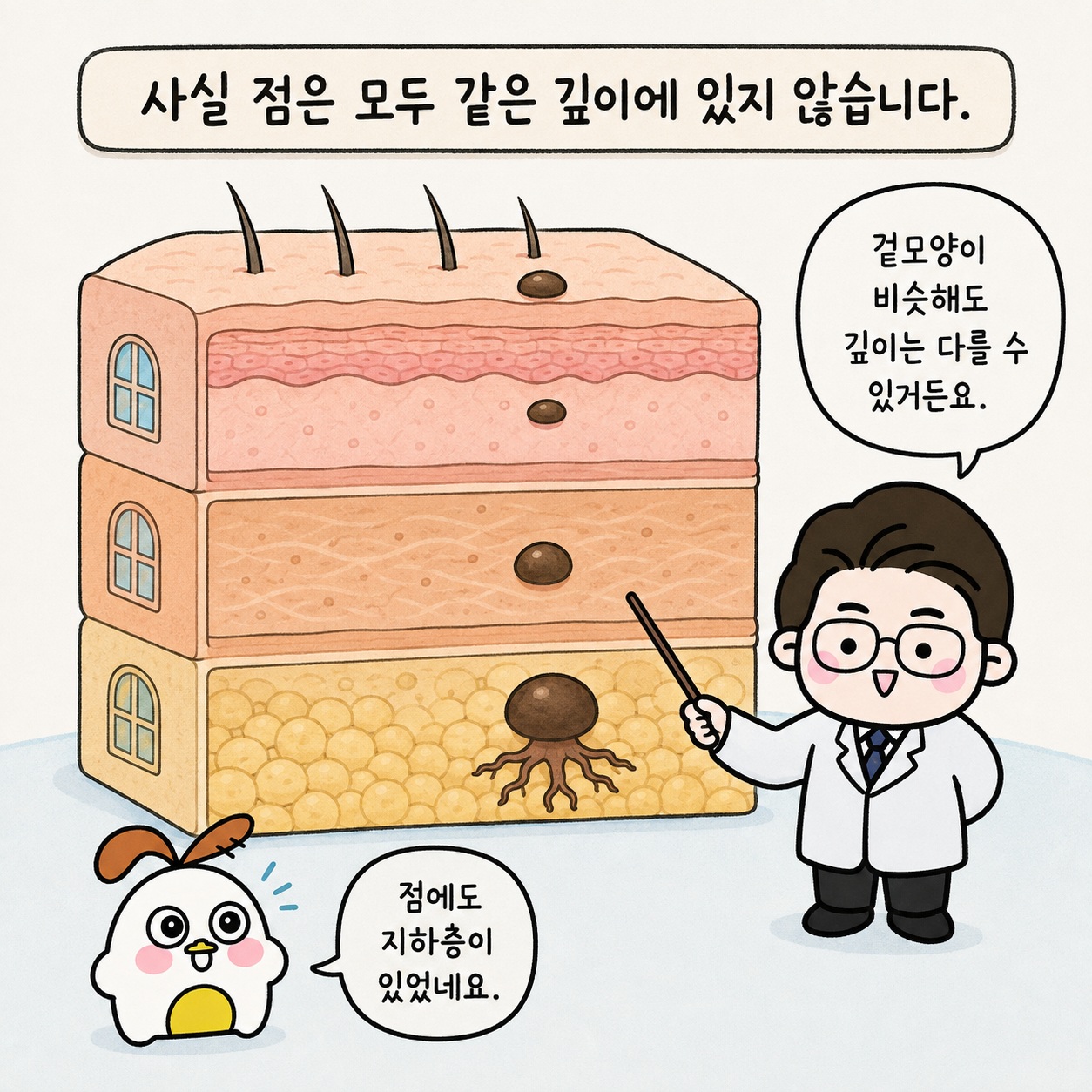 사실 점은 모두 같은 깊이에 있지 않습니다. 겉모양이 비슷해도 깊이는 다를 수 있거든요. 점에도 지하층이 있었네요.