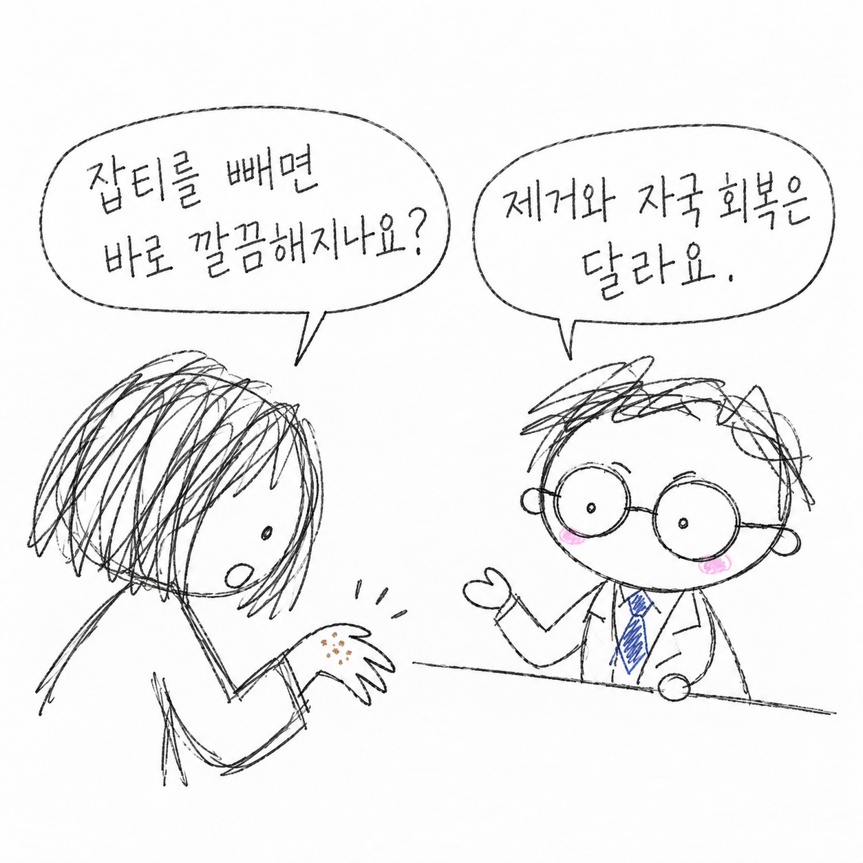 잡티를 빼면 바로 깔끔해지나요? 제거와 자국 회복은 달라요.