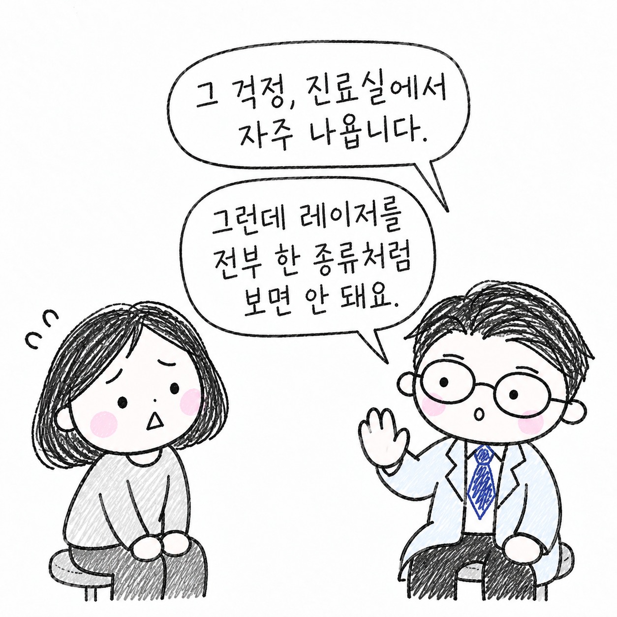 그 걱정, 진료실에서 자주 나옵니다. 그런데 레이저를 전부 한 종류처럼 보면 안 돼요.