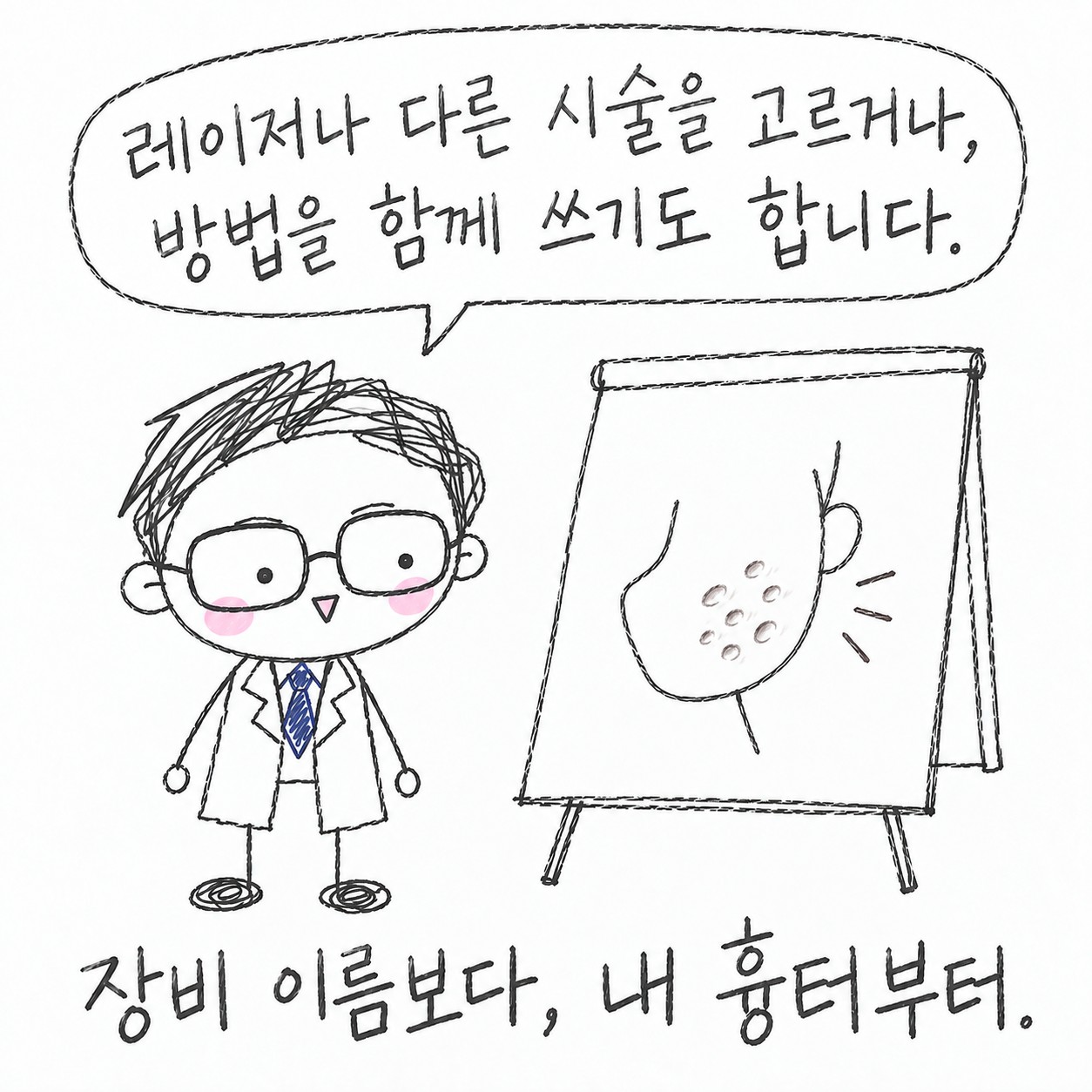 레이저나 다른 시술을 고르거나, 방법을 함께 쓰기도 합니다. 장비 이름보다, 내 흉터부터.
