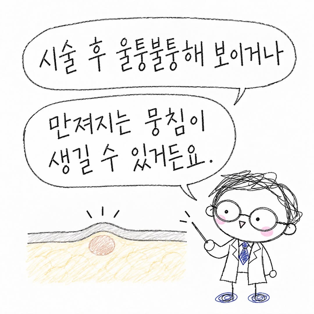 목주름 필러 후 울퉁불퉁함이나 뭉침이 생길 수 있어요.