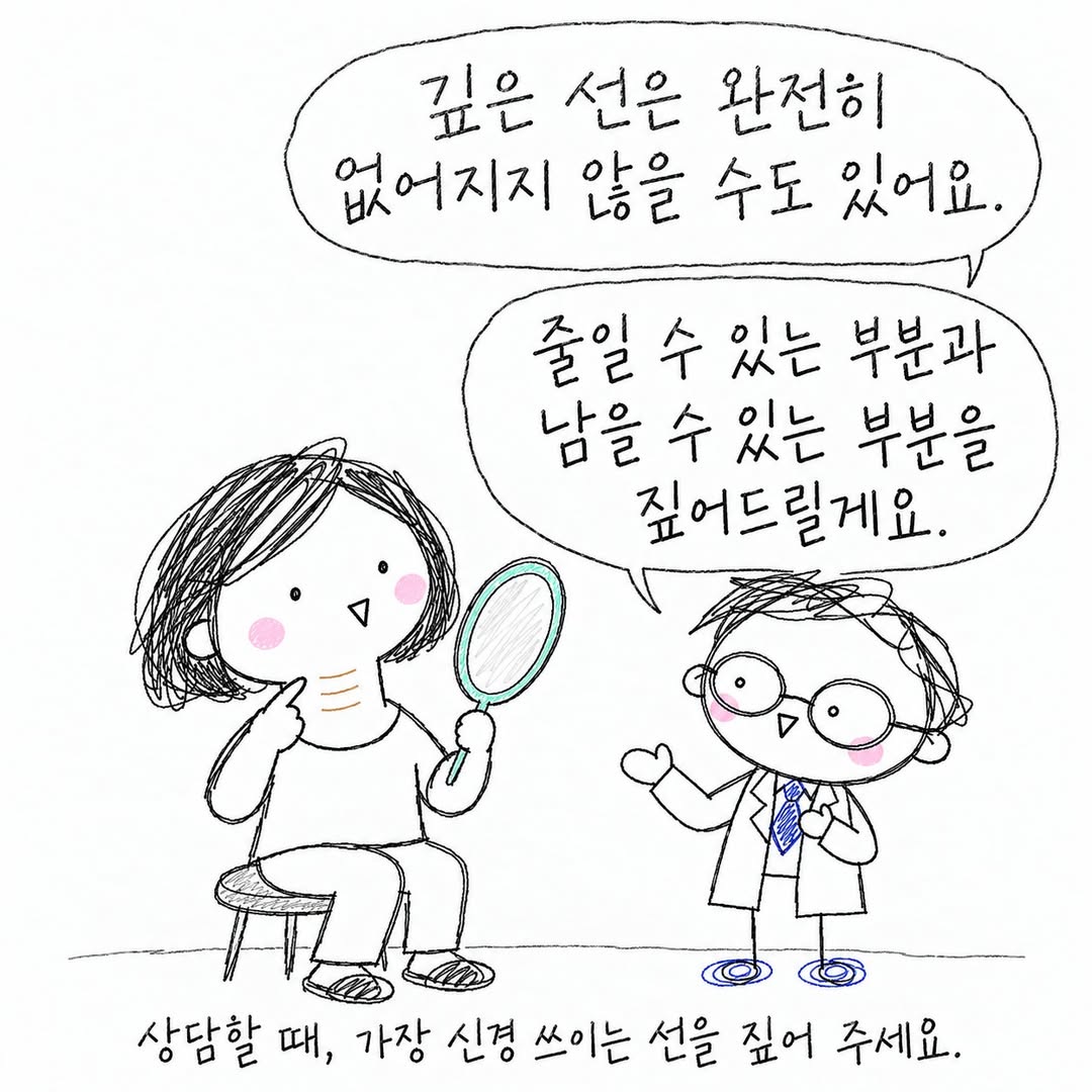 줄일 수 있는 목주름과 남을 수 있는 부분을 함께 설명해요.